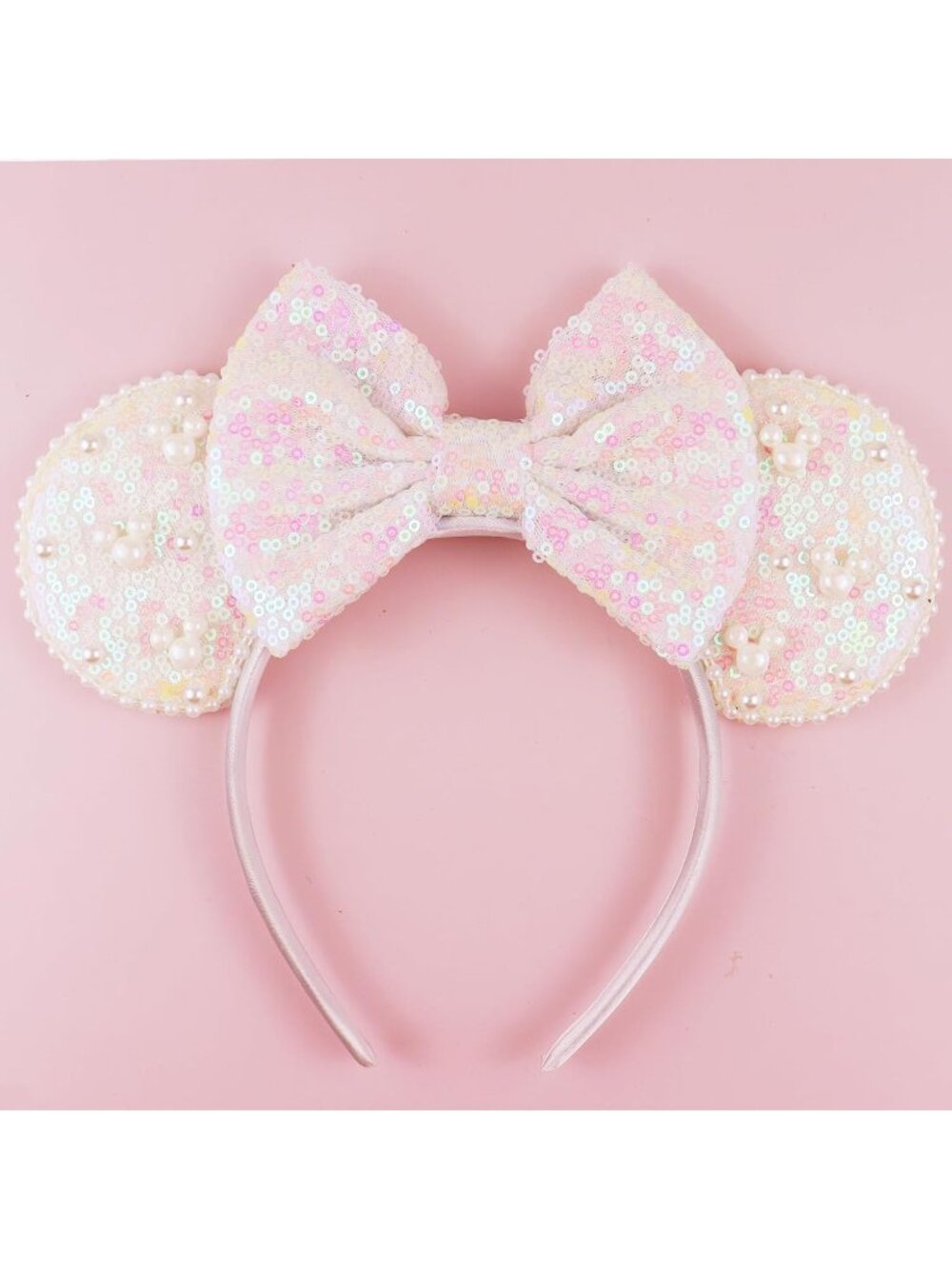 Women 01-White Polyester Velvet Mickey Mouse Halloween Costume Headband